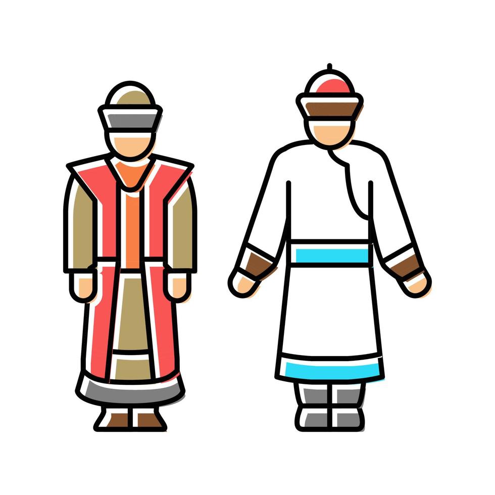 illustration vectorielle de l'icône de couleur des vêtements nationaux de mongolie vecteur