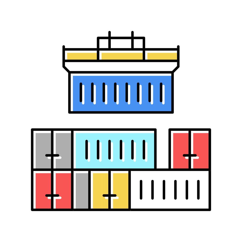 illustration vectorielle de l'icône de couleur du port du chargeur de conteneurs vecteur
