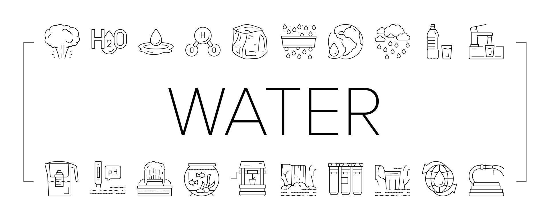 icônes de collection de purification de l'eau définies vecteur