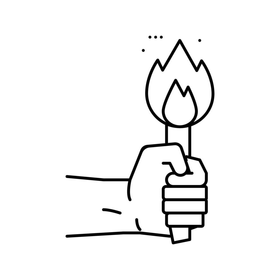 feu torche ligne icône illustration vectorielle vecteur