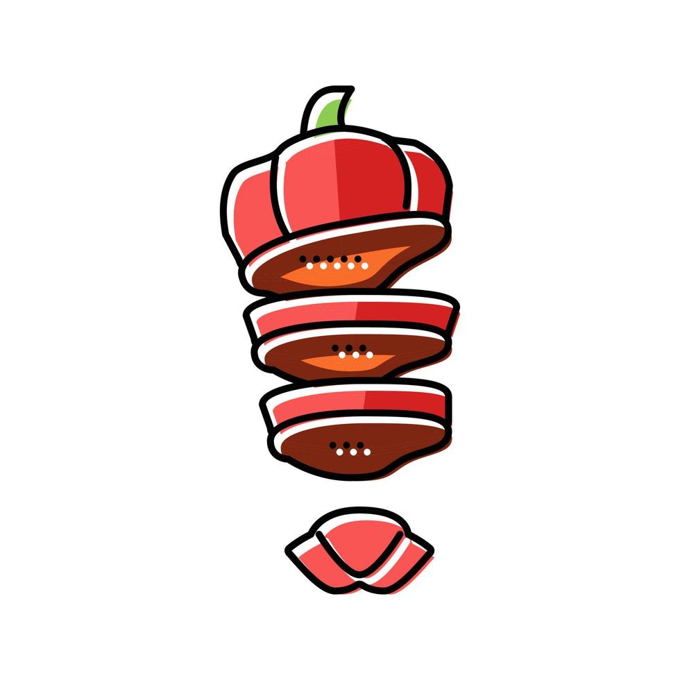 couper le poivron rouge ingrédient couleur icône illustration vectorielle vecteur
