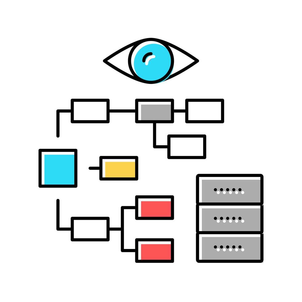 problème, hiérarchie, vision, couleur, icône, vecteur, illustration vecteur