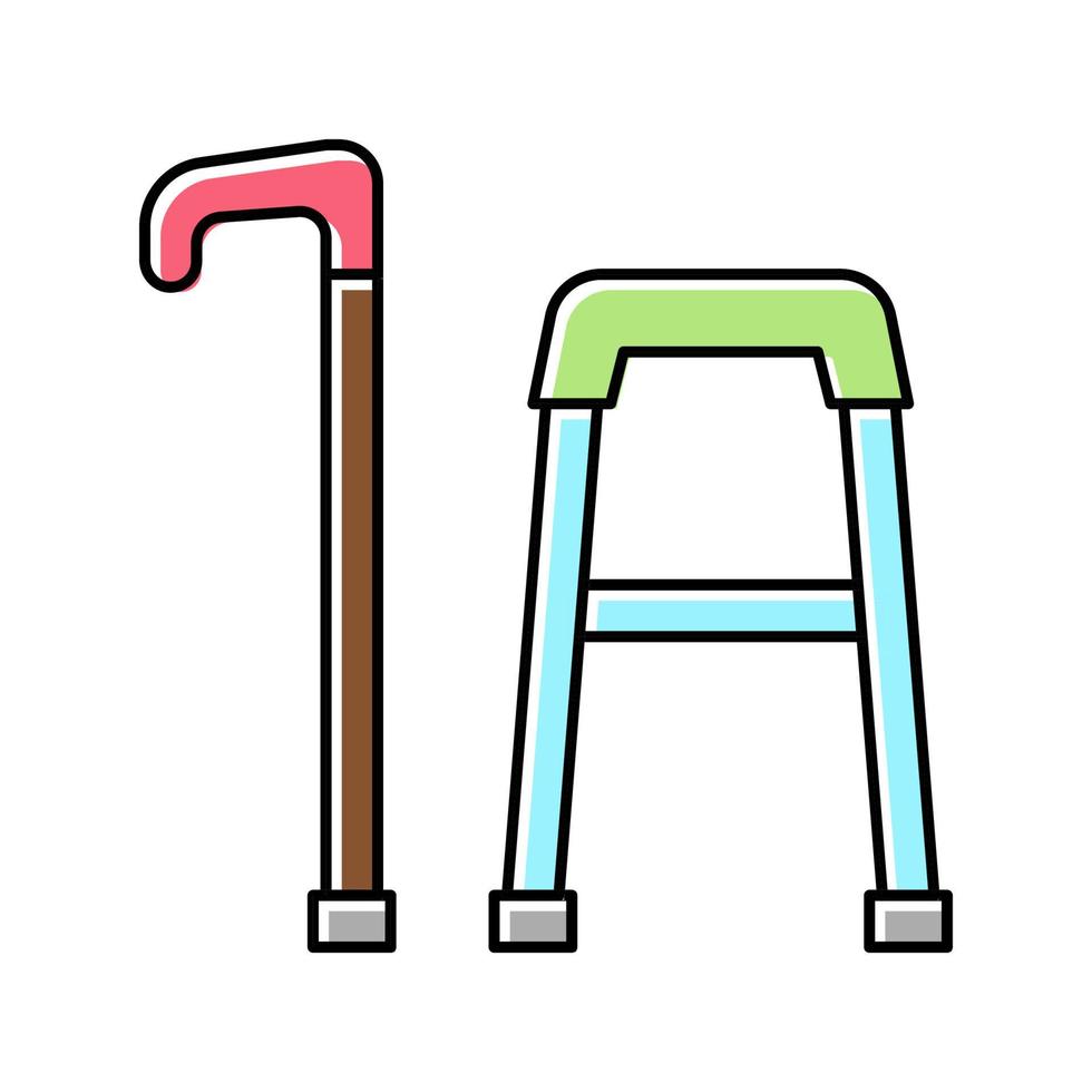 bâton et cadre de marche pour les personnes âgées couleur icône illustration vectorielle vecteur