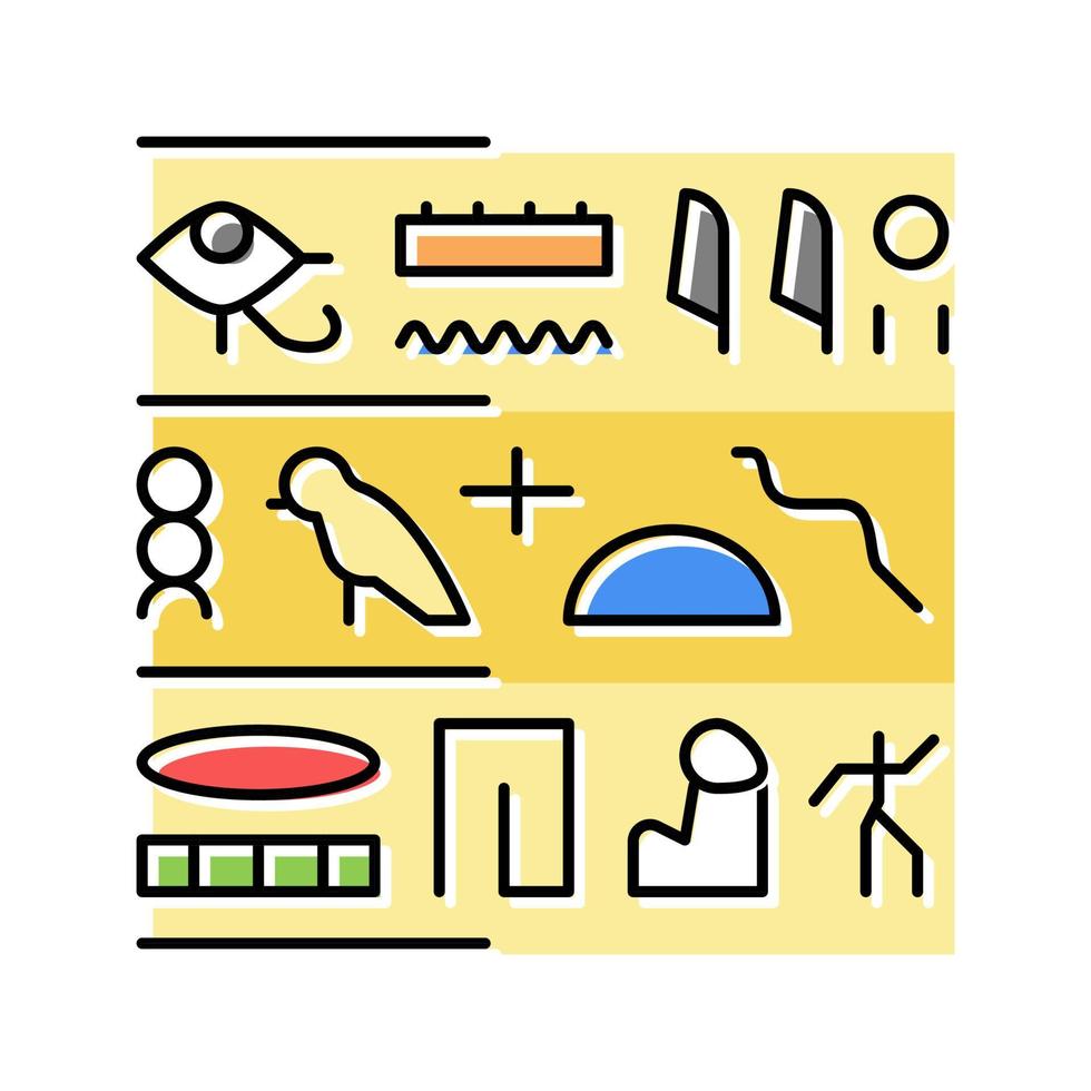 hiéroglyphe egypte couleur icône illustration vectorielle vecteur