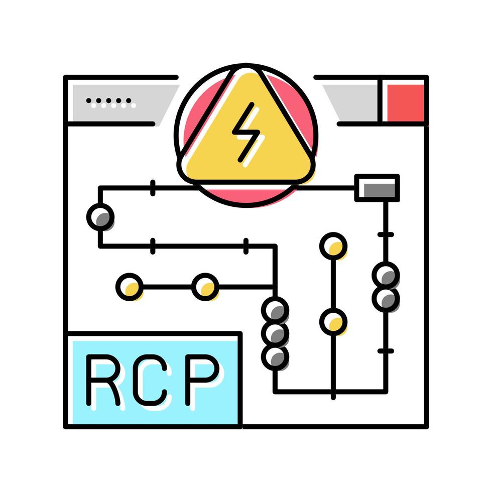 rcp plans électriques design d'intérieur couleur icône illustration vectorielle vecteur