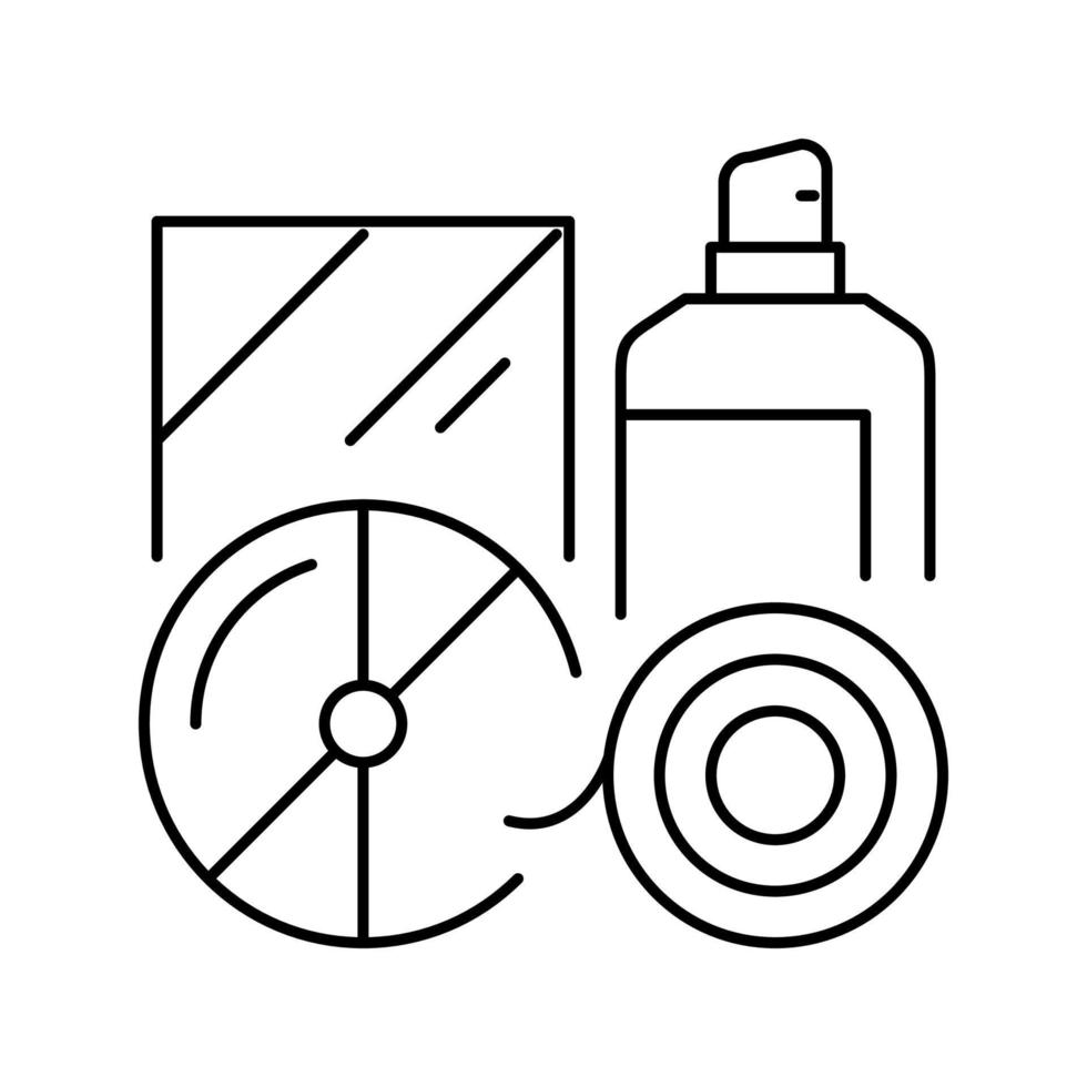 illustration vectorielle d'icône de ligne de déchets plastiques de disque et de bouteille vecteur