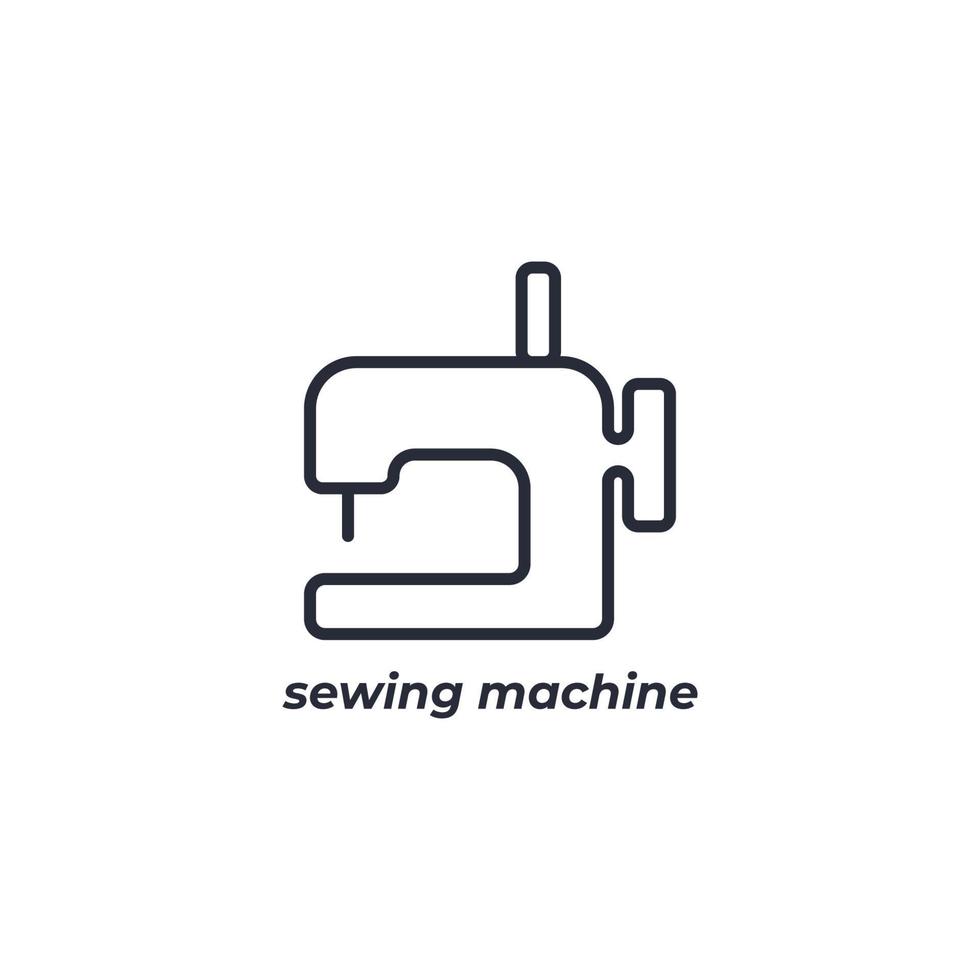 Le symbole de machine à coudre de signe de vecteur est isolé sur un fond blanc. couleur de l'icône modifiable.