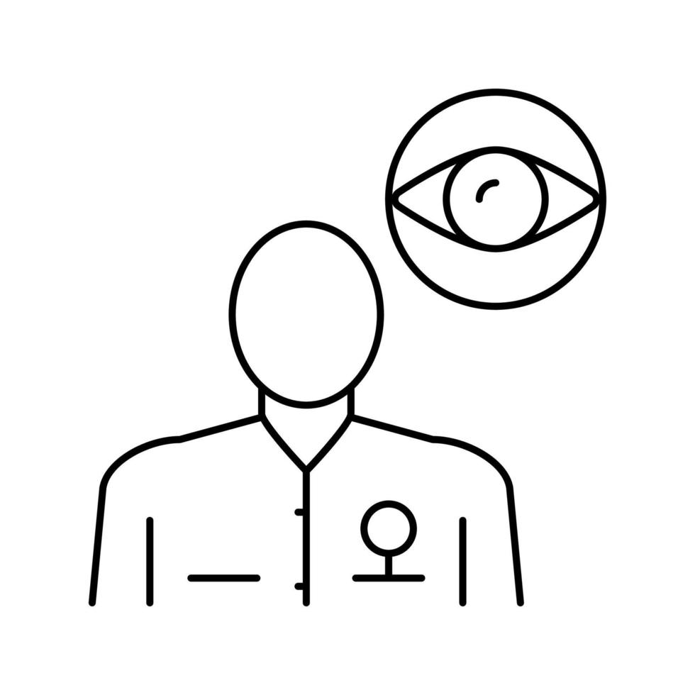 illustration vectorielle de l'icône de la ligne de spécialiste médical en ophtalmologie vecteur