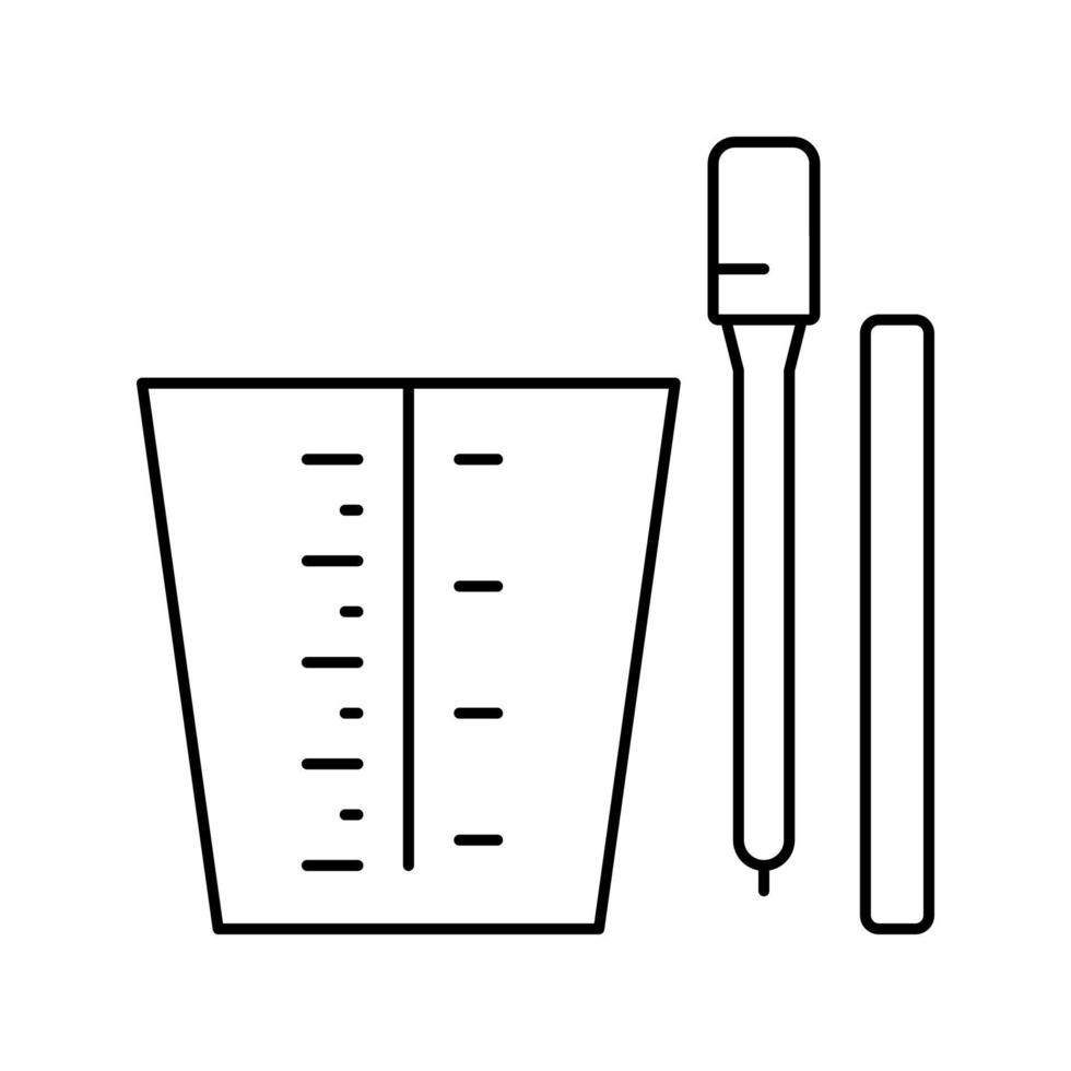 tasse à mesurer et bâton outil résine art ligne icône vecteur illustra