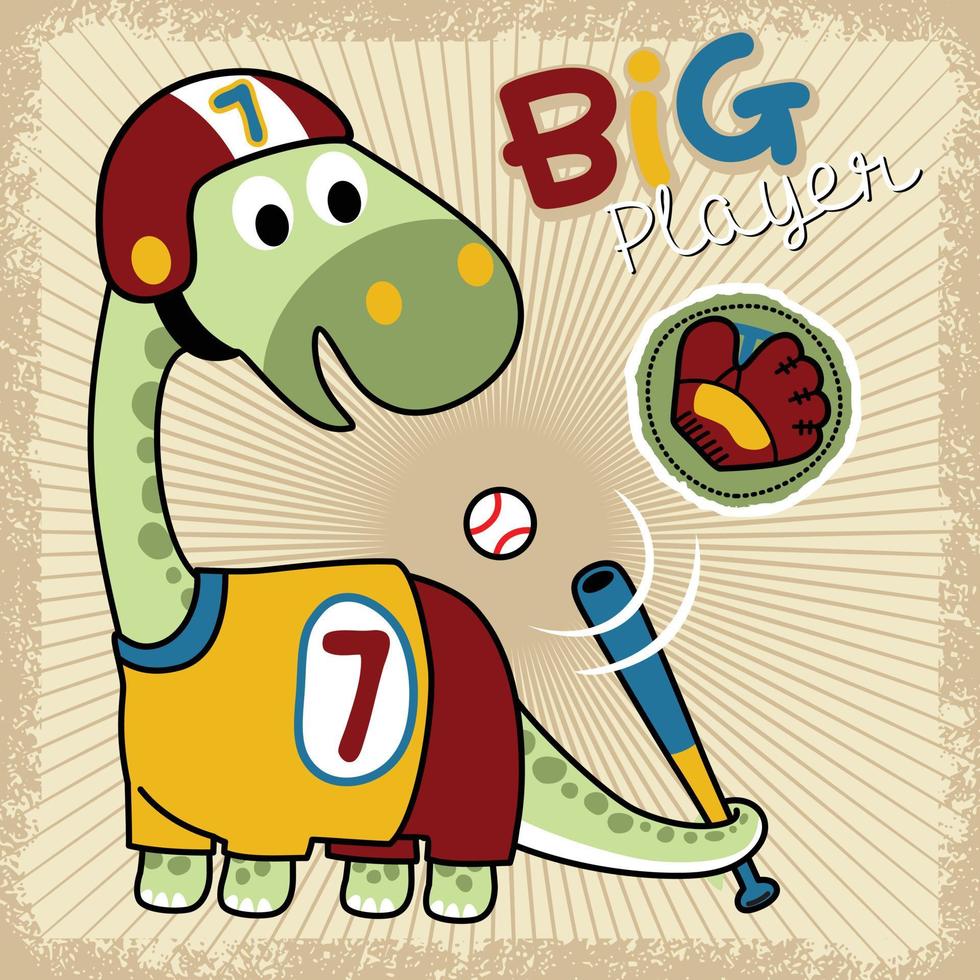 vecteur de dessin animé mignon dinosaure en uniforme de joueur de baseball
