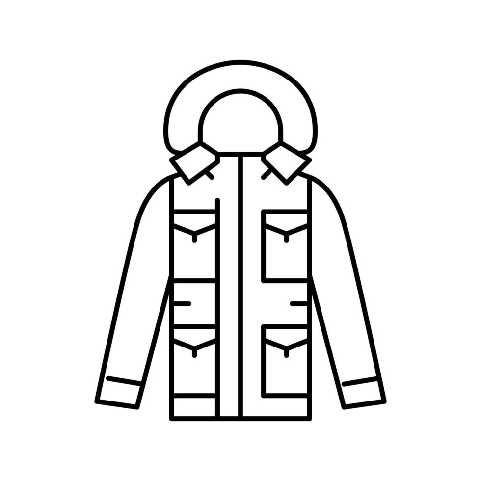 illustration vectorielle d'icône de ligne masculine de vêtements d'extérieur parka vecteur