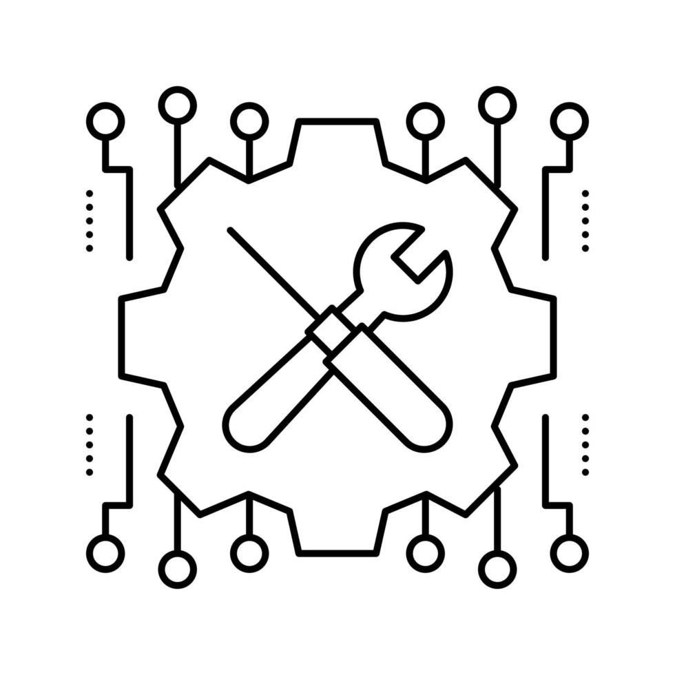 illustration vectorielle de l'icône de la ligne d'incident de réparation mécanique vecteur