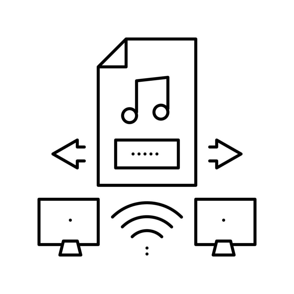 illustration vectorielle de l'icône de la ligne d'échange de musique internet vecteur