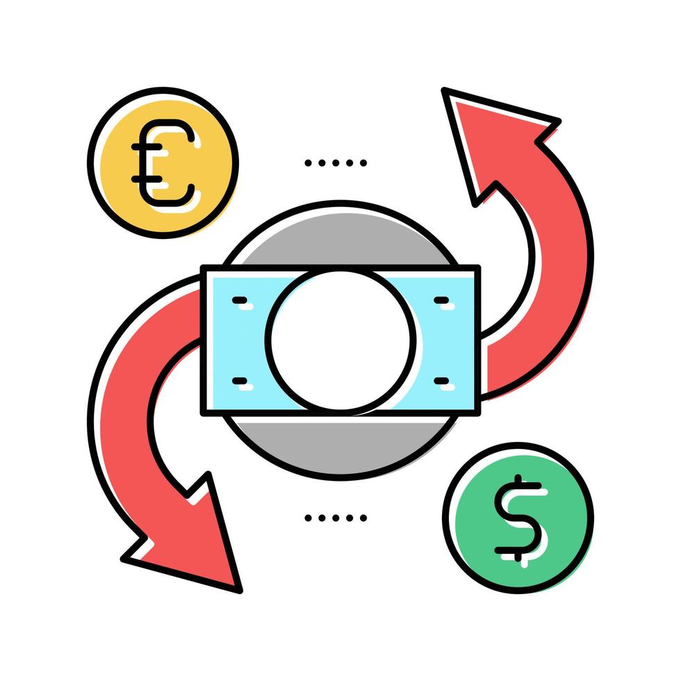 échange de devises et convertisseur couleur icône illustration vectorielle vecteur