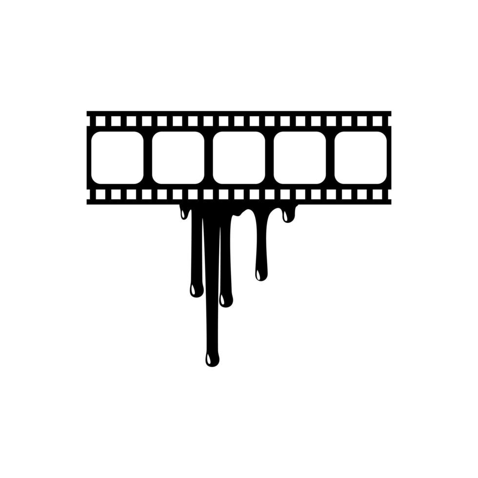 silhouette du signe de film à rayures sanglantes pour le symbole d'icône de film avec genre horreur, thriller, gore, sadique, éclaboussures, slasher, mystère, effrayant. illustration vectorielle vecteur