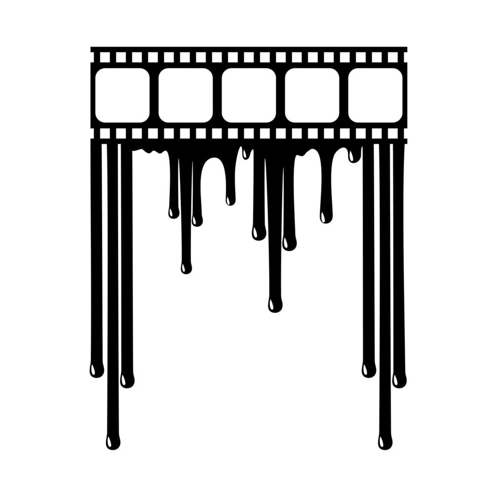 silhouette du signe de film à rayures sanglantes pour le symbole d'icône de film avec genre horreur, thriller, gore, sadique, éclaboussures, slasher, mystère, effrayant. illustration vectorielle vecteur