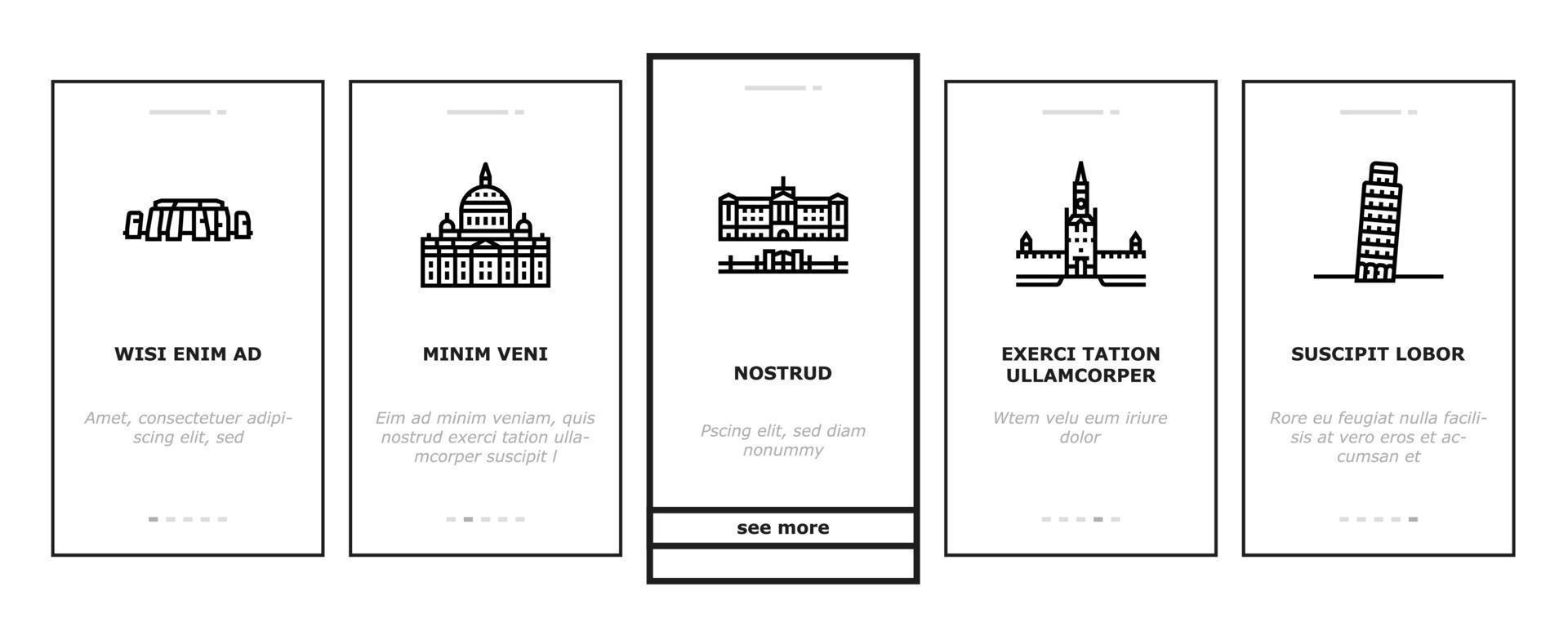 construction de monuments en europe icônes d'intégration définies vecteur