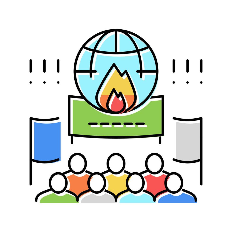 illustration vectorielle de l'icône de couleur du changement climatique activiste vecteur