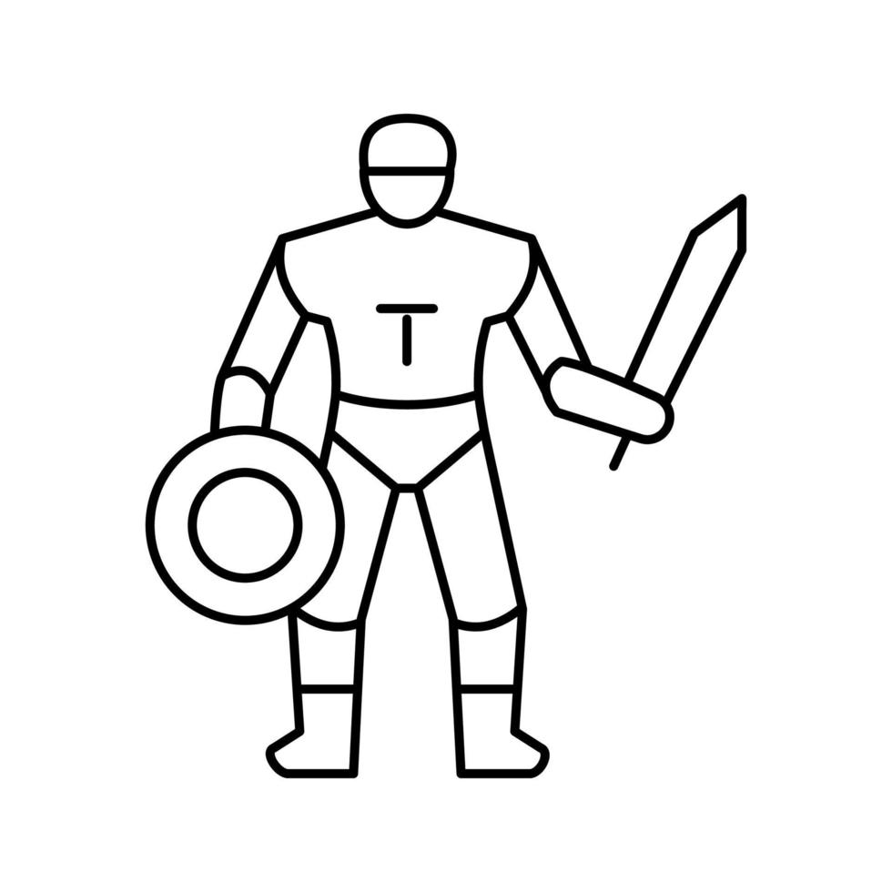gladiateur la grèce antique guerrier ligne icône illustration vectorielle vecteur