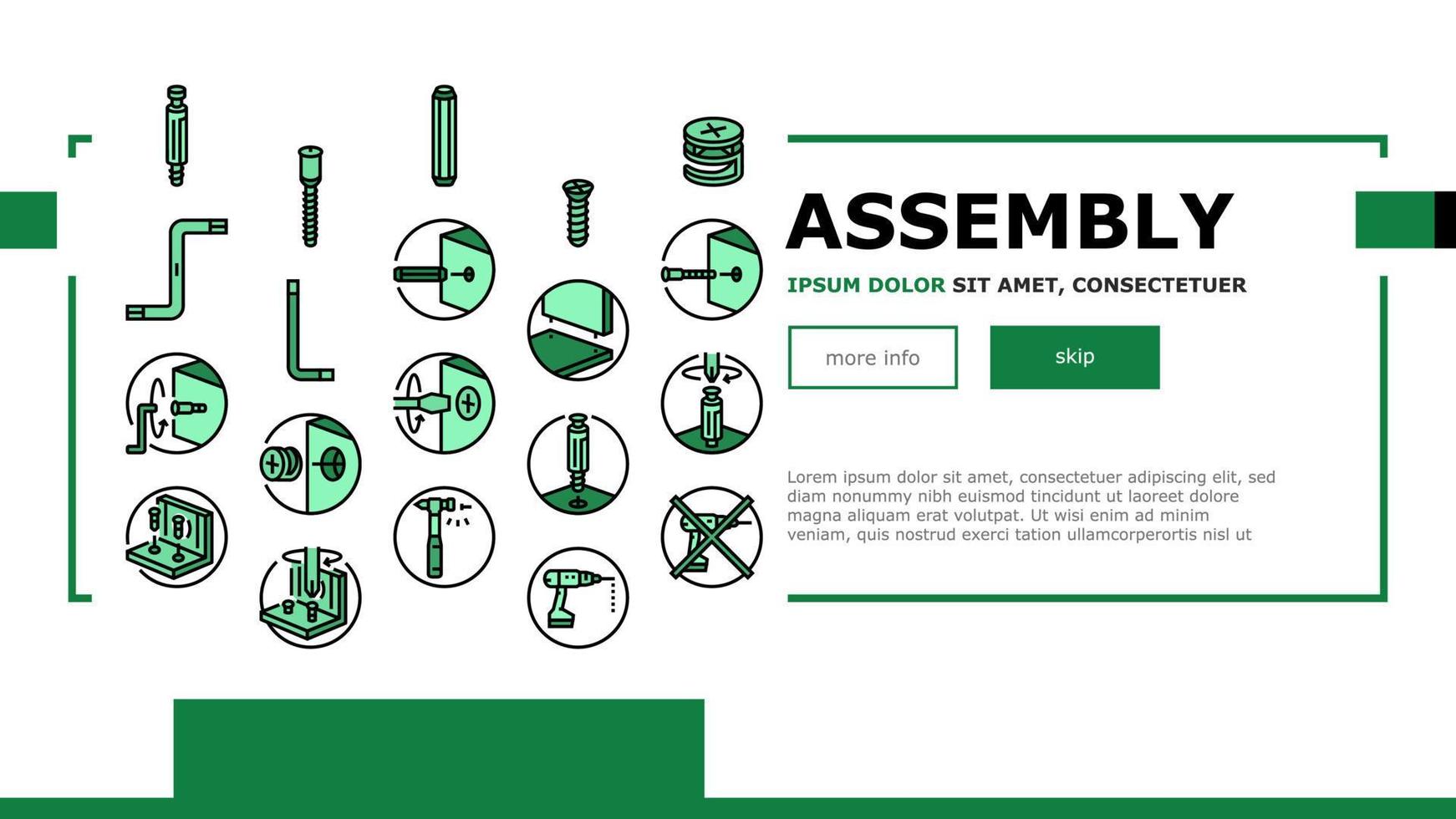 vecteur d'en-tête d'atterrissage d'instruction de meubles d'assemblage