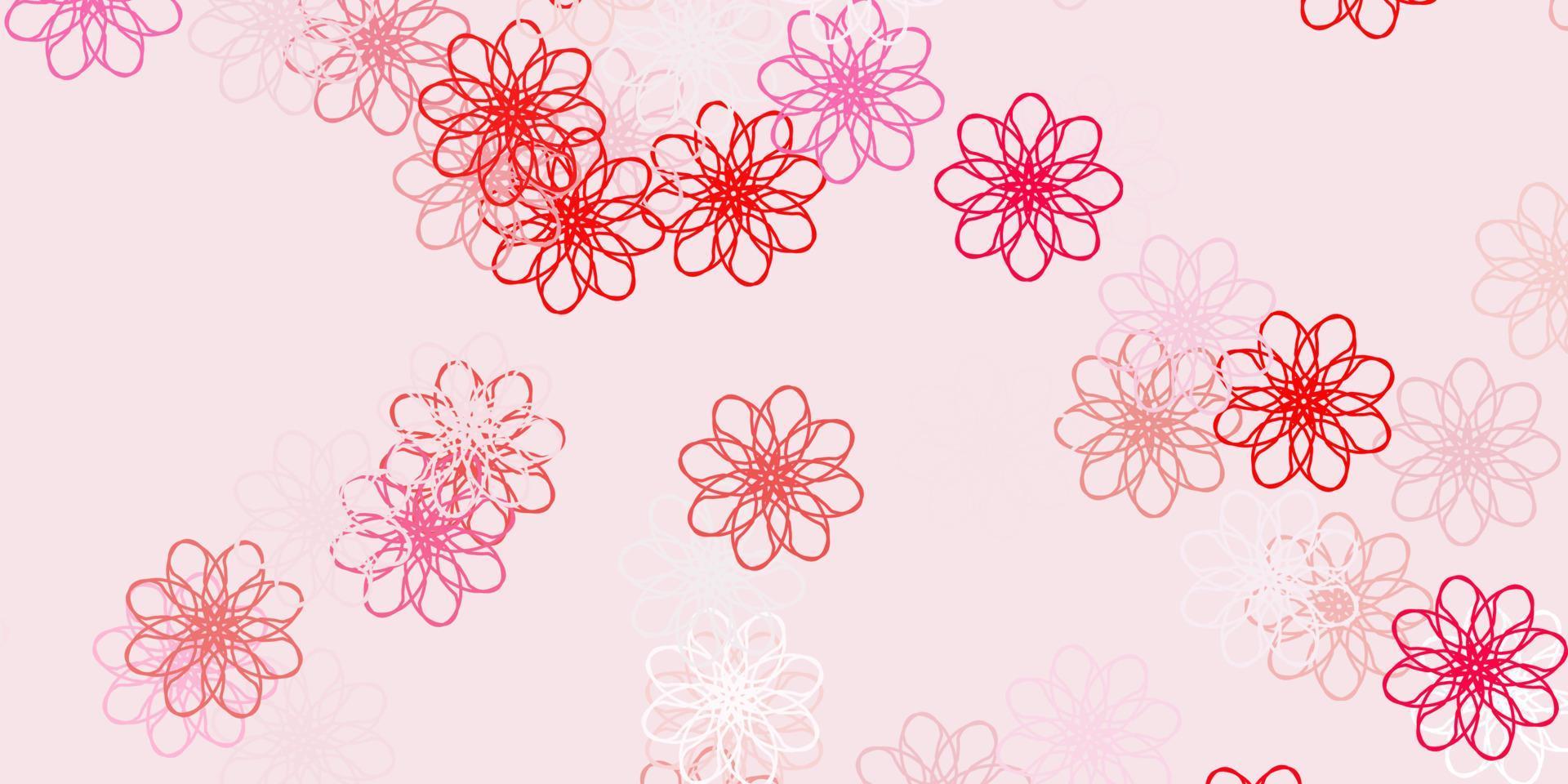 motif de doodle vecteur rouge clair avec des fleurs.