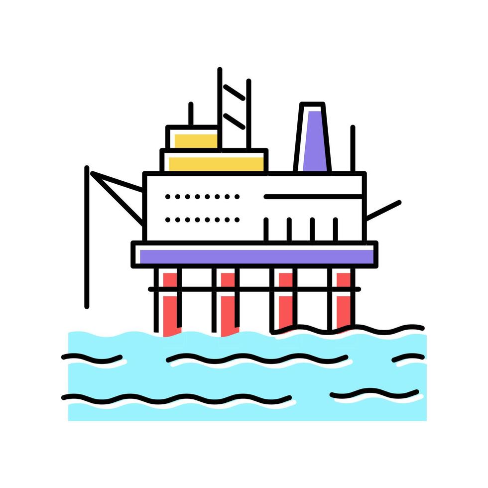 illustration vectorielle d'icône de couleur de plate-forme pétrolière de mer vecteur