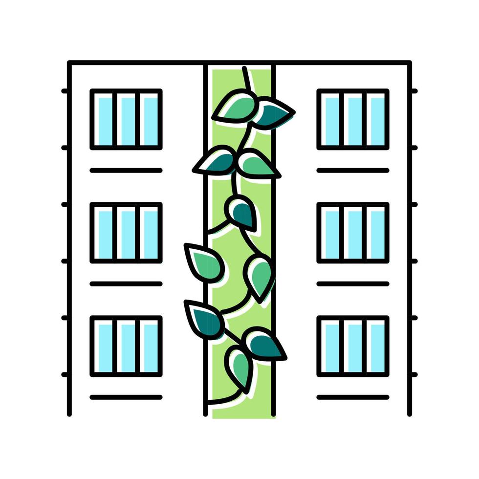 plante sur l'illustration vectorielle de l'icône de couleur du mur de la maison vecteur