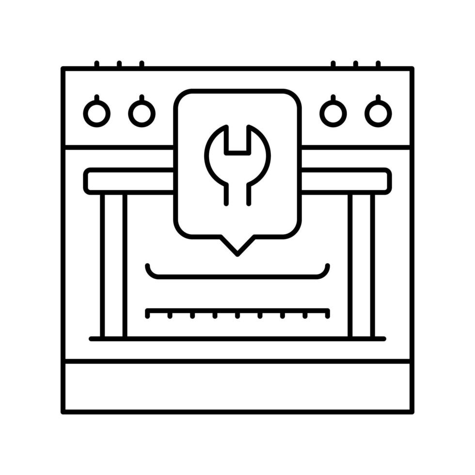 illustration vectorielle de l'icône de la ligne de réparation de la cuisinière à gaz vecteur