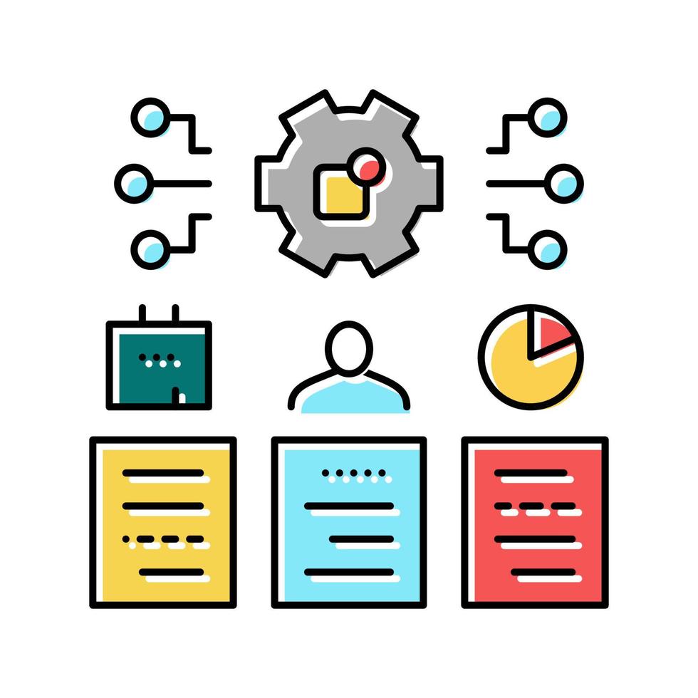 illustration vectorielle de l'icône de couleur des tâches de gestion vecteur
