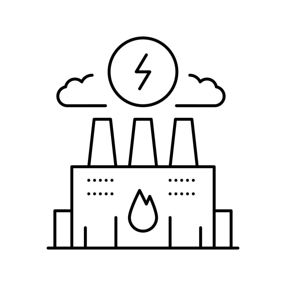 illustration noire de vecteur d'icône de ligne d'usine d'énergie