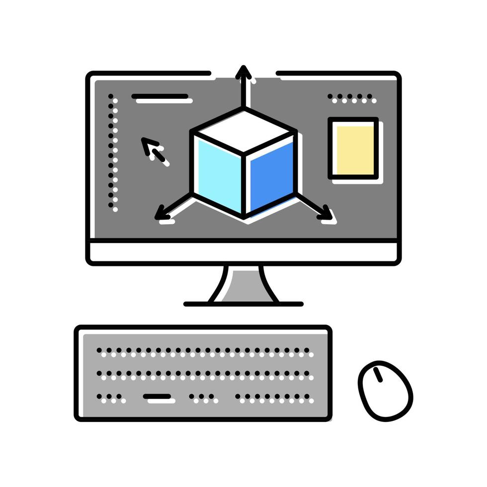 illustration vectorielle d'icône de couleur de modélisation 3d vecteur