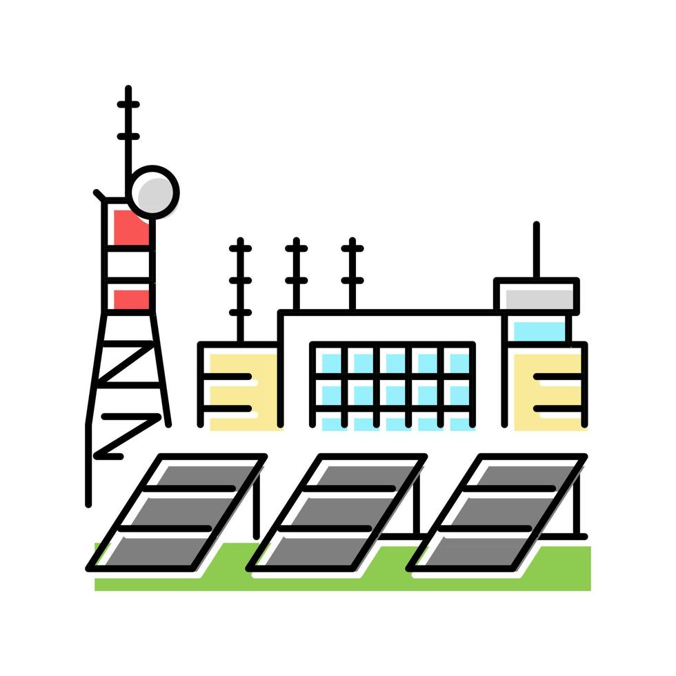 illustration vectorielle de l'icône de couleur de la station d'énergie électrique vecteur