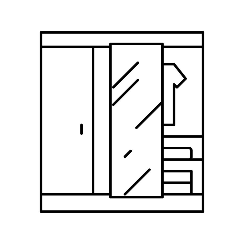 armoire, chambre, motel, ligne, icône, vecteur, illustration vecteur