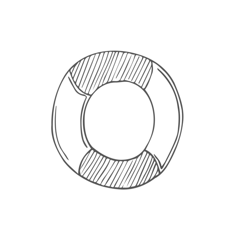 bouée de sauvetage doodle isolée sur fond blanc, et excellente illustration vectorielle dessinée, eps 10 vecteur