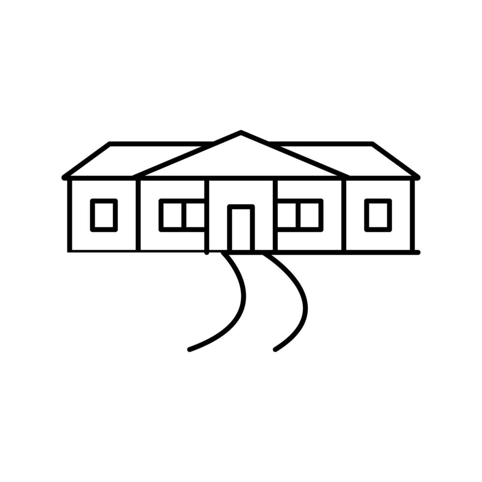 illustration vectorielle d'icône de ligne de maison de ranch vecteur