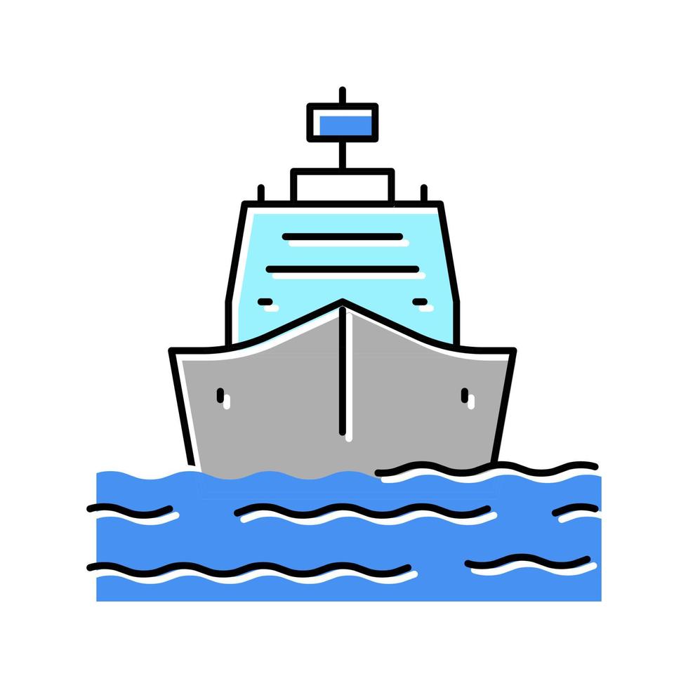 navire entrant dans l'illustration vectorielle de l'icône de couleur du port vecteur