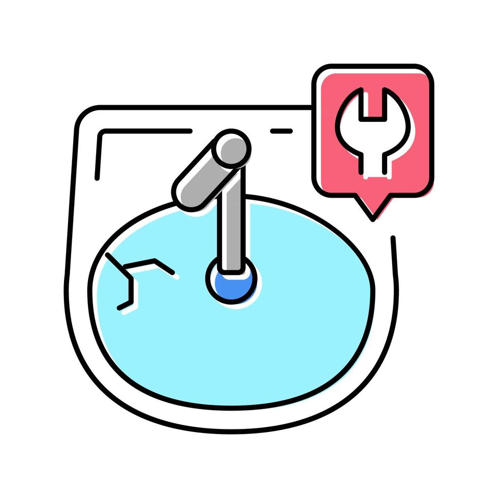 illustration vectorielle d'icône de couleur de réparation d'évier vecteur