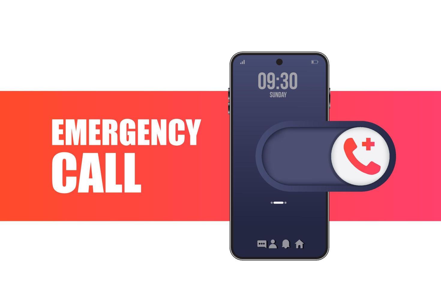 appel d'urgence rouge avec smartphone pour la conception de concept. vecteur d'icône d'appel. notion d'assistance téléphonique.
