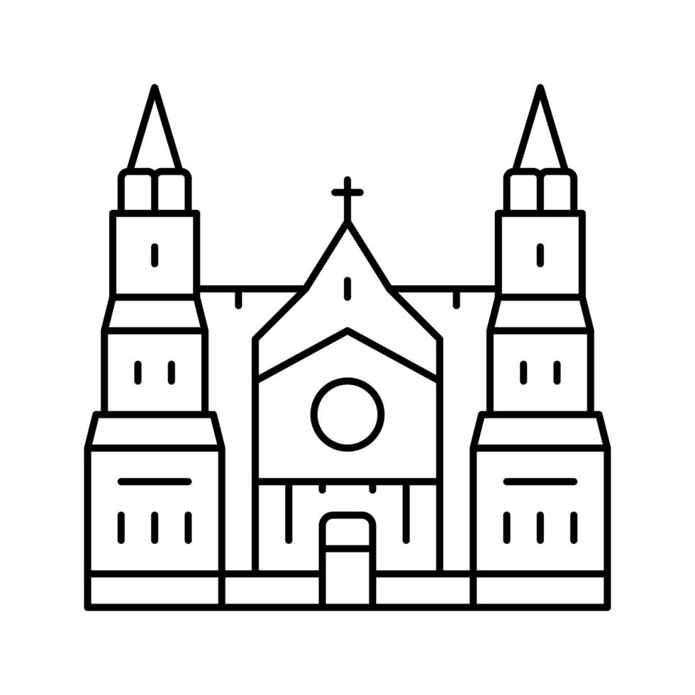 cathédrale, bâtiment, ligne, icône, vecteur, illustration vecteur