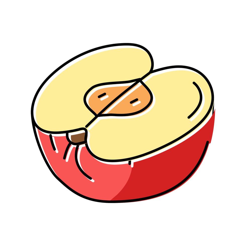 illustration vectorielle d'icône de couleur pomme coupée rouge vecteur