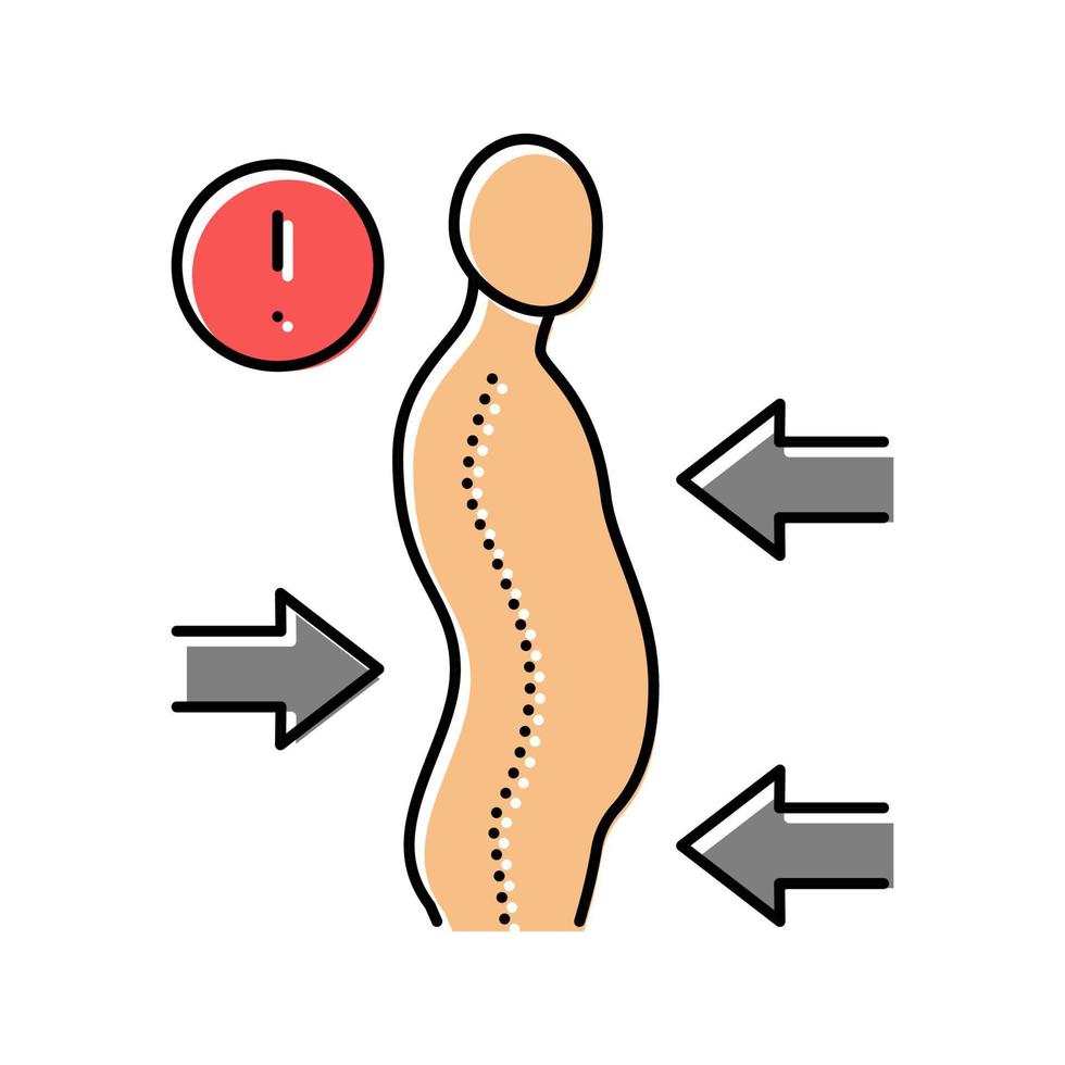illustration vectorielle de l'icône de couleur de la maladie de la scoliose vecteur