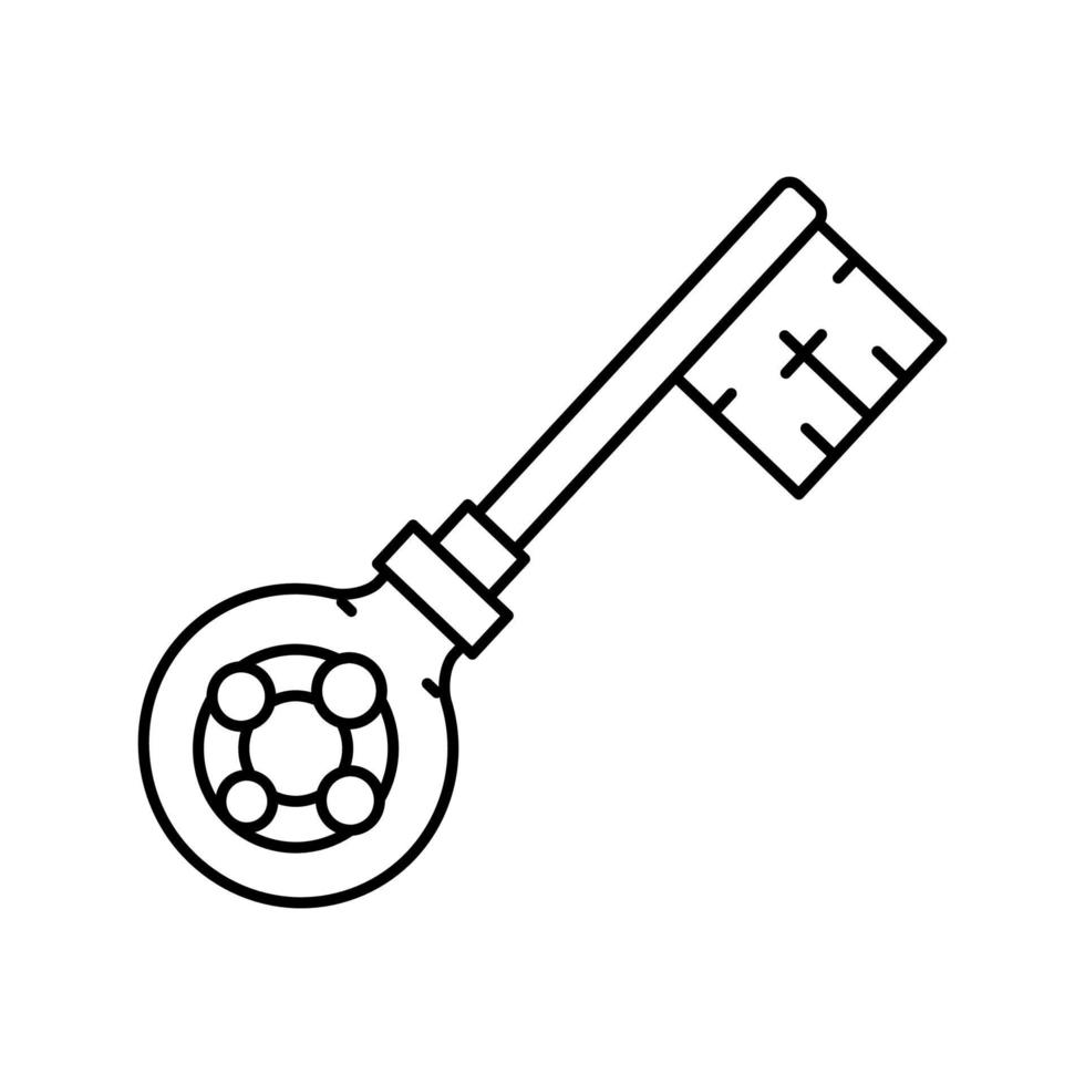 illustration vectorielle de l'icône de la ligne médiévale clé vecteur