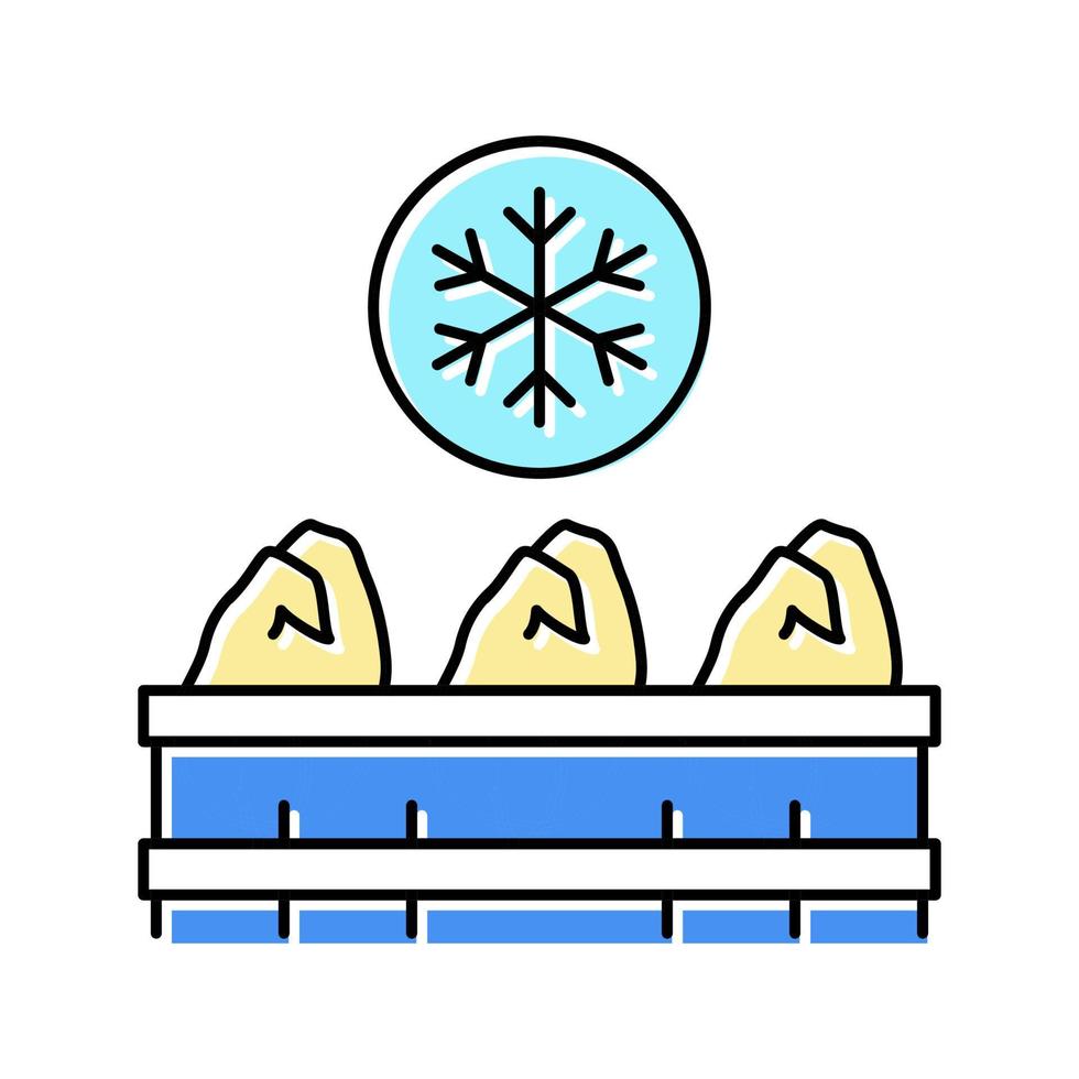 illustration vectorielle d'icône de couleur de viande de carcasse de poulet congelée vecteur