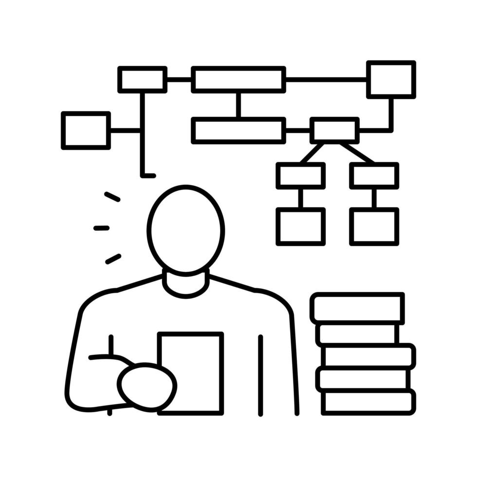 illustration vectorielle de l'icône de la ligne de l'algorithme d'apprentissage vecteur