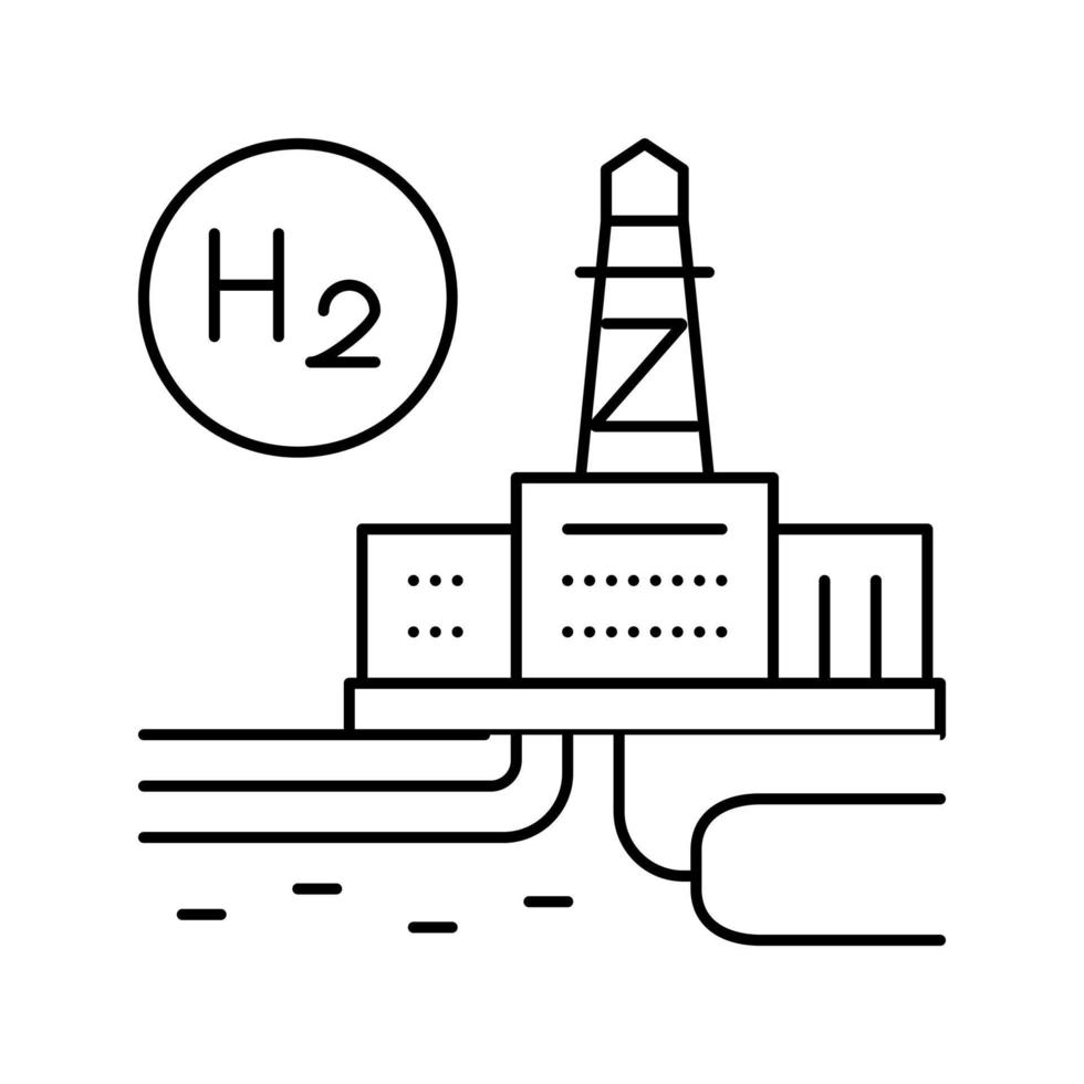 illustration vectorielle de l'icône de la ligne d'hydrogène d'usine vecteur