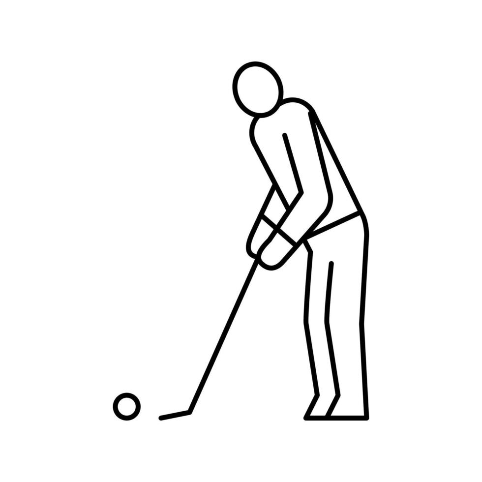 joueur de golf jouant au jeu et frappant l'icône de ligne de balle vecteur illus