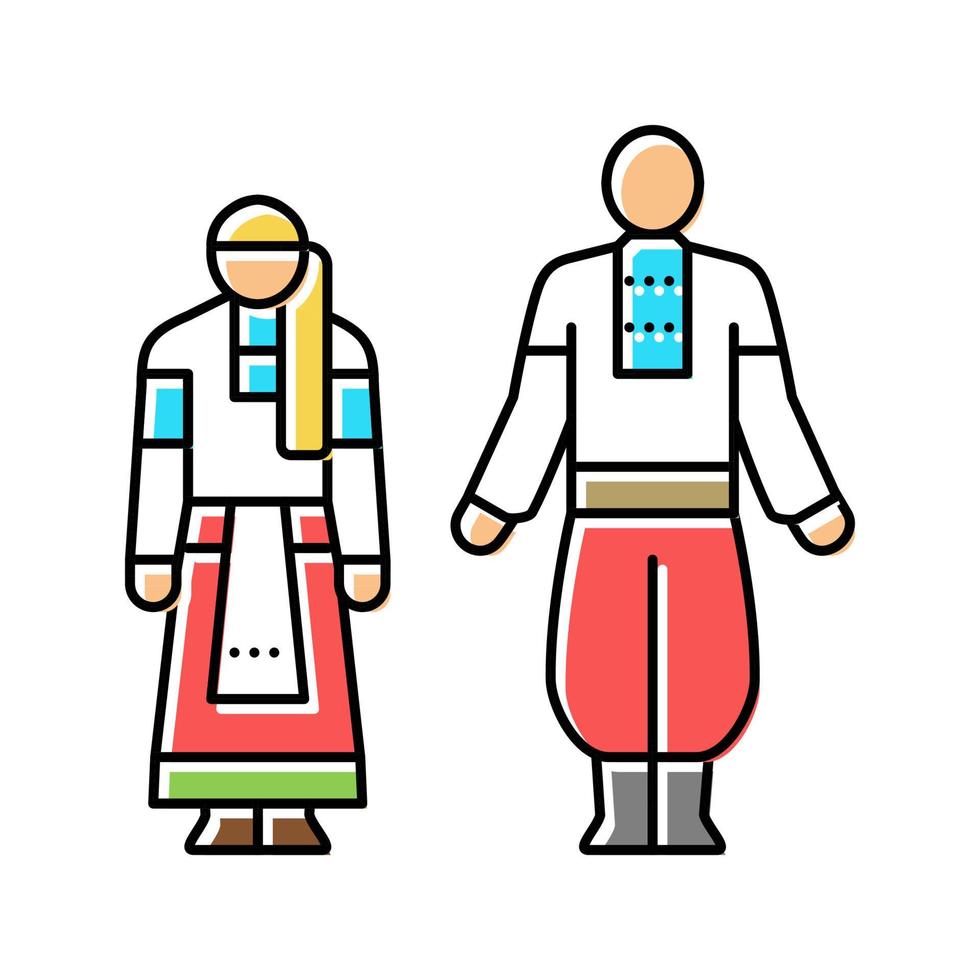 illustration vectorielle de l'icône de couleur des vêtements nationaux ukrainiens vecteur