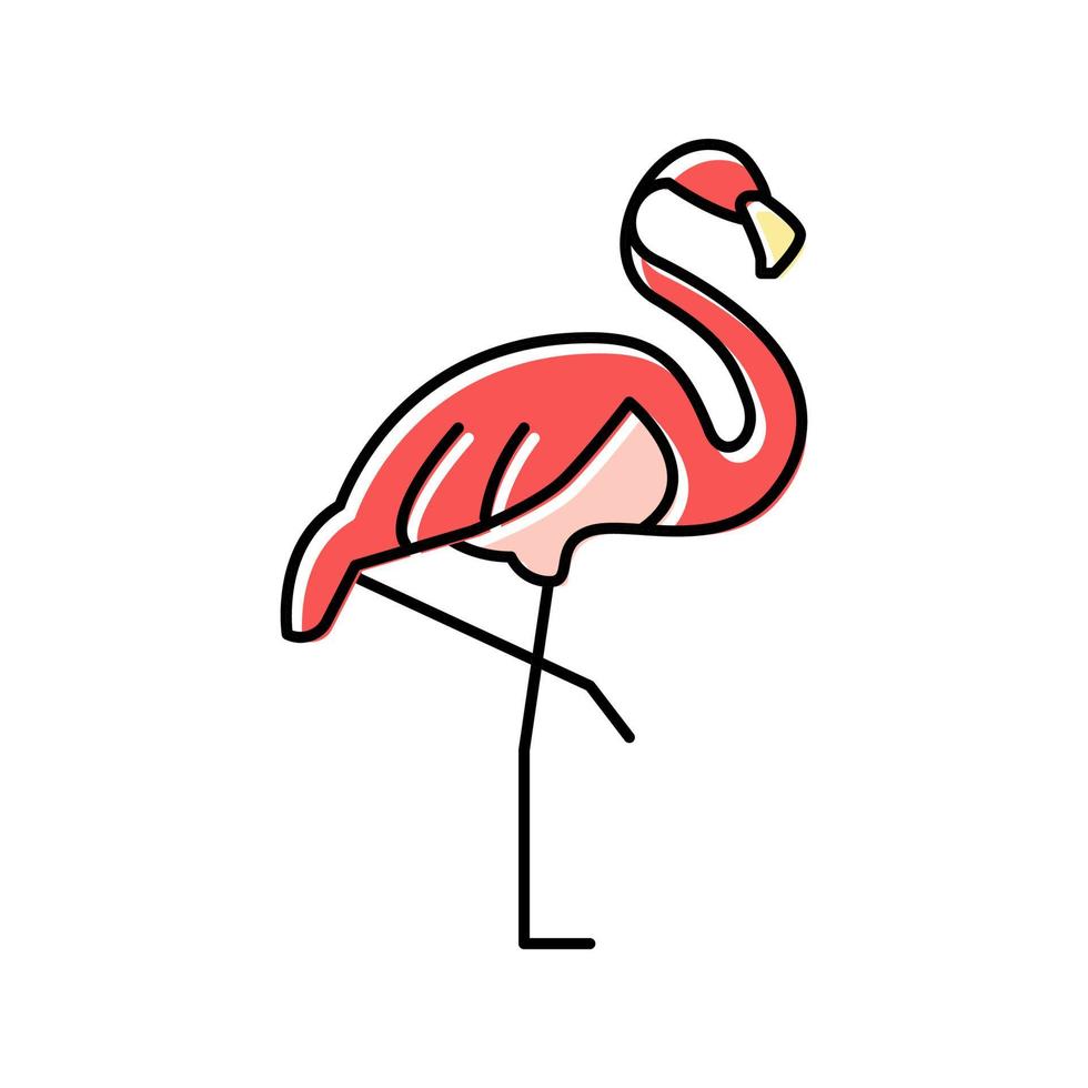 oiseau flamant rose dans l'illustration vectorielle de l'icône de couleur du zoo vecteur