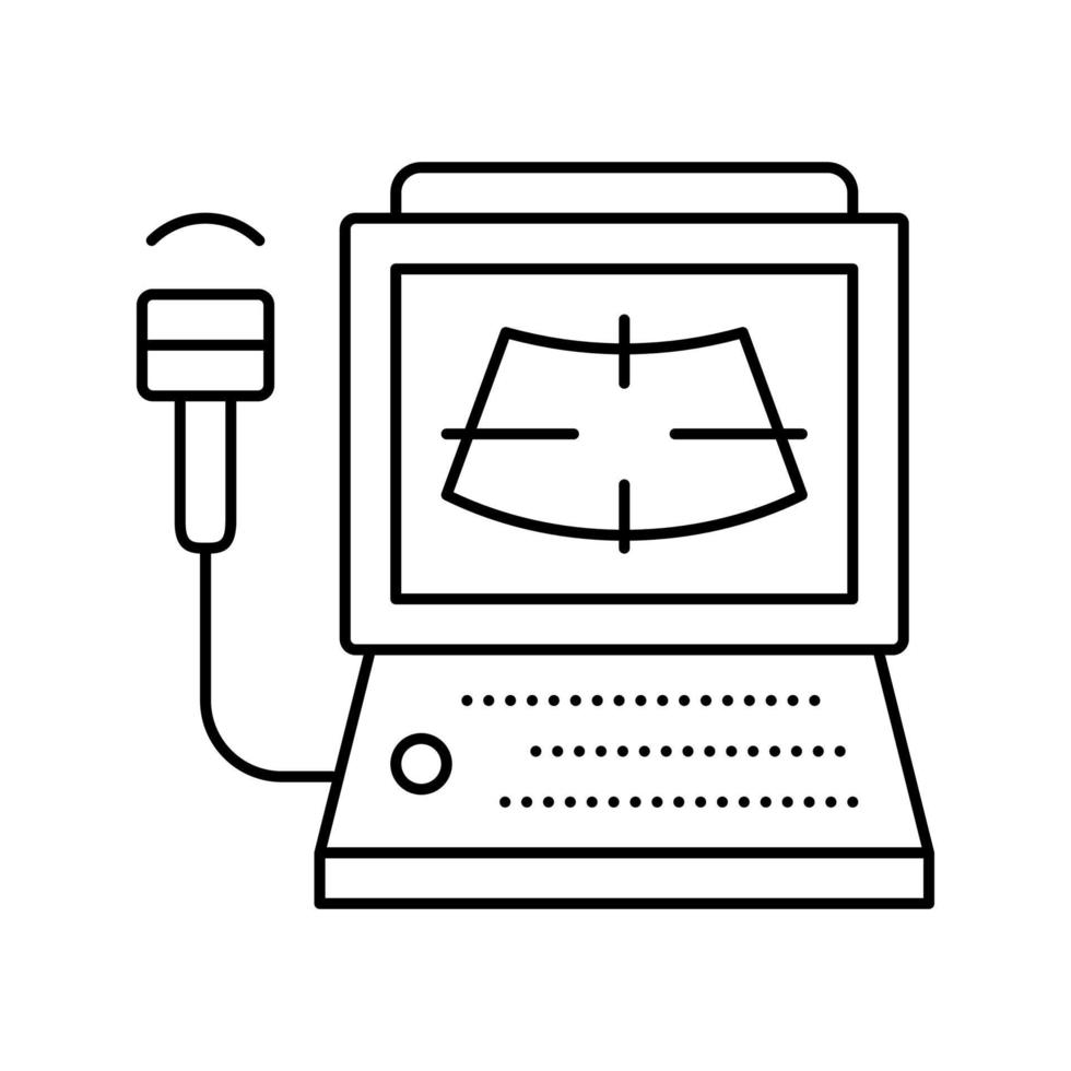 illustration vectorielle de l'icône de la ligne de l'ordinateur de radiologie par ultrasons vecteur