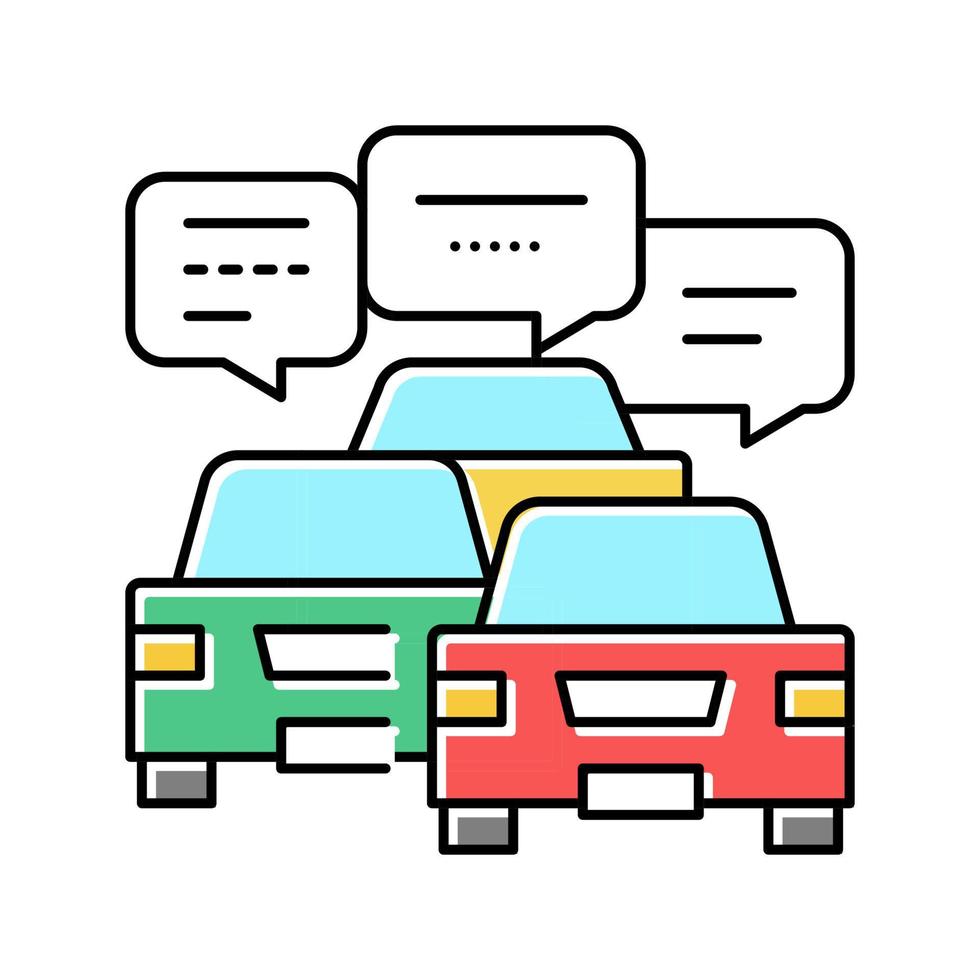 communication des conducteurs dans l'illustration vectorielle de l'icône de couleur des embouteillages vecteur